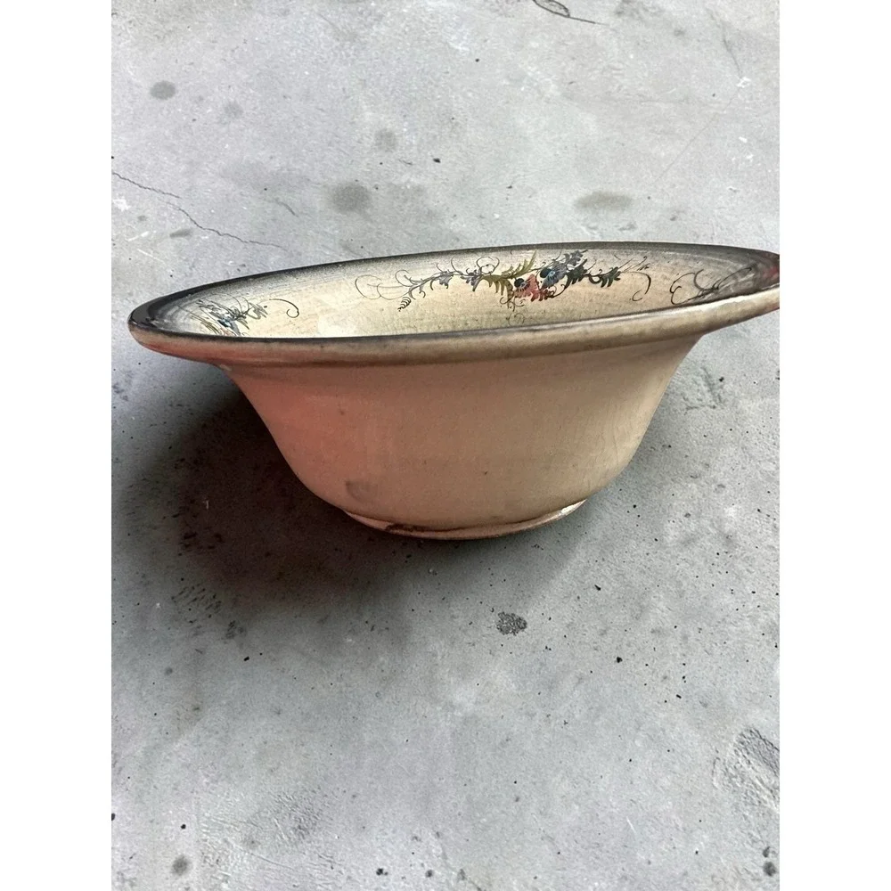 Vintage Hand Painted Italian Majolica Ceramic Bowl - Pristine Condition